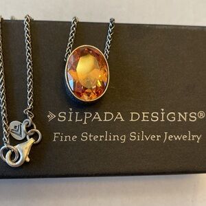 SILPADA Faceted Oval Champagne CZ Necklace Retired. N1344